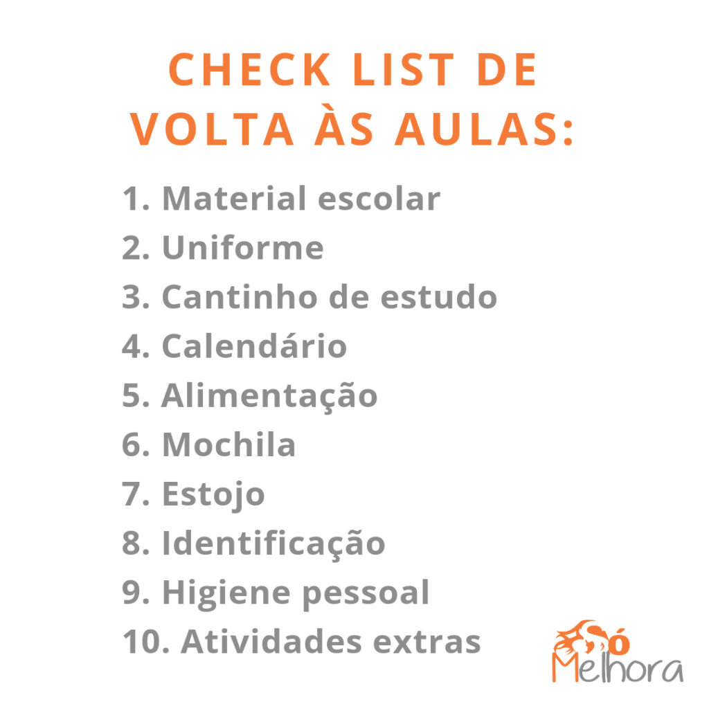 imagem com os 10 itens de volta às aulas: check list para mães e pais