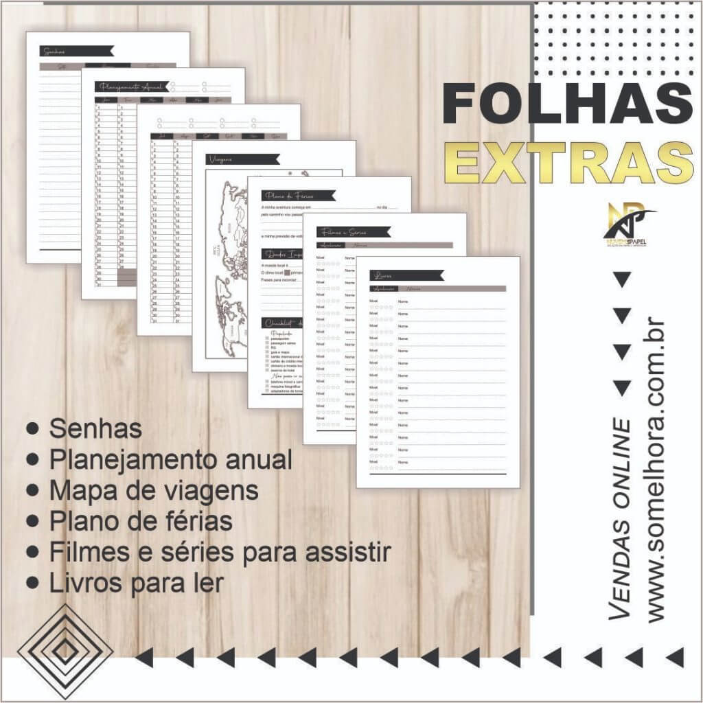 folhas extras do planner download
