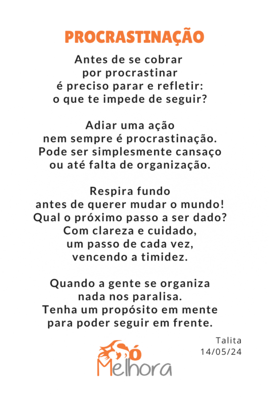 poesia sobre procrastinação