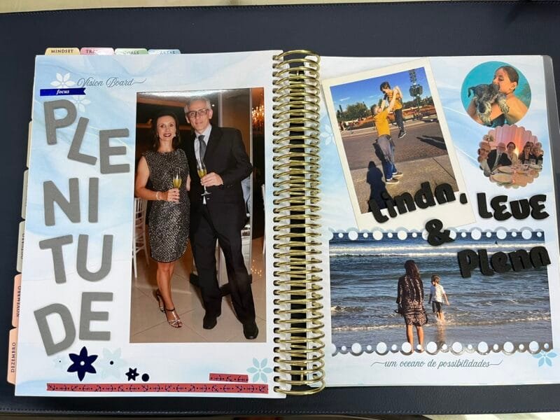 meu vision board no planner com a minha palavra para 2025