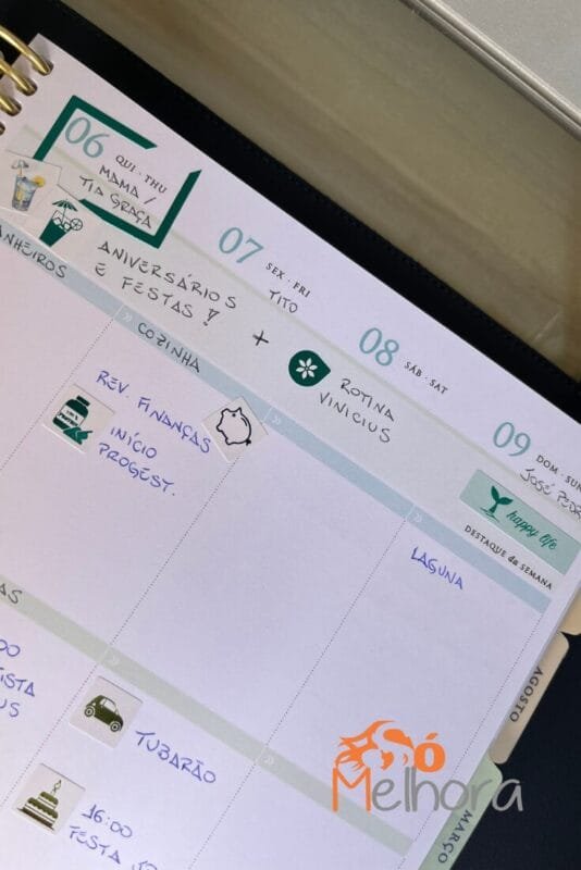 detalhes da minha semana planejada
