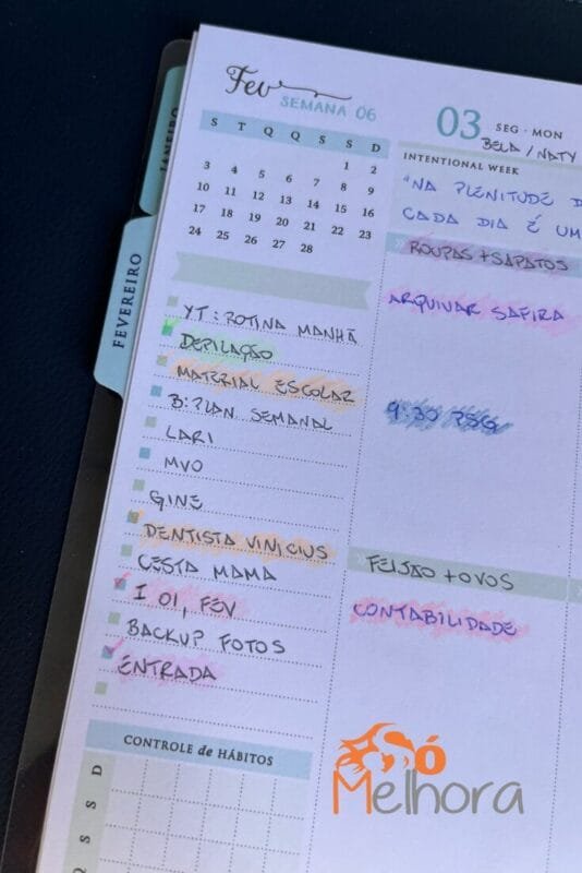 lista de tarefas para a semana