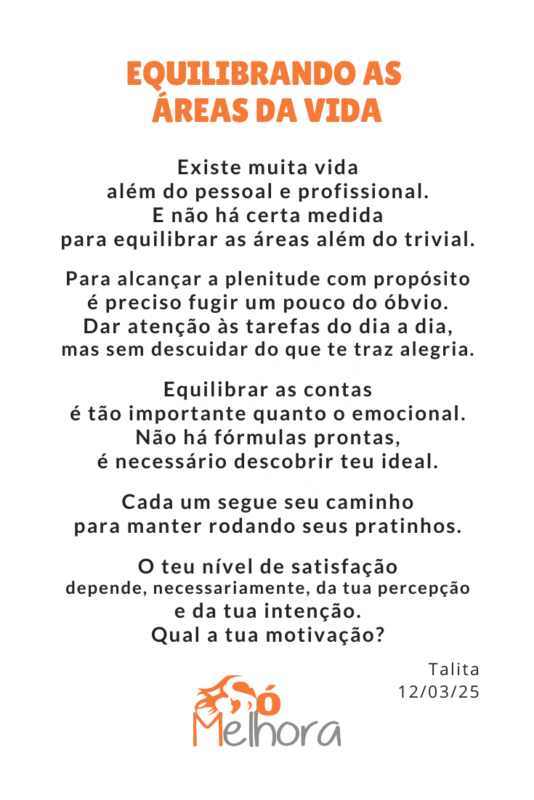poesia na íntegra: equilibrando as áreas da vida