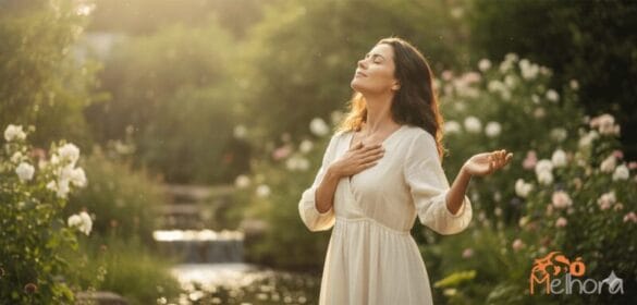 mulher em meio à natureza para ilustrar minha palavra do ano plenitude